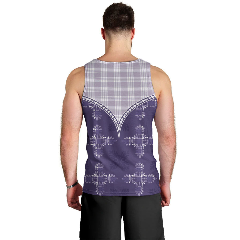 Purple Hawaii Paniolo Quilt Motif Men Tank Top