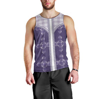 Purple Hawaii Paniolo Quilt Motif Men Tank Top