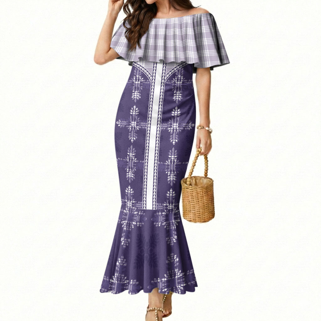Purple Hawaii Paniolo Quilt Motif Mermaid Dress