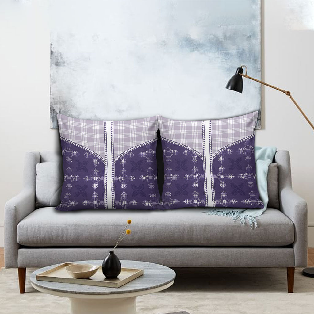 Purple Hawaii Paniolo Quilt Motif Pillow Cover