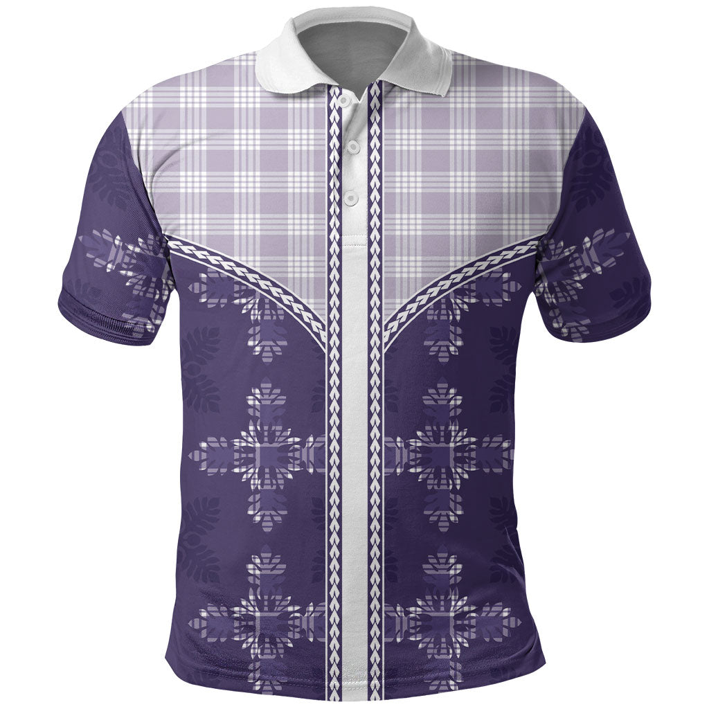 Purple Hawaii Paniolo Quilt Motif Polo Shirt LT05 Purple - Polynesian Pride