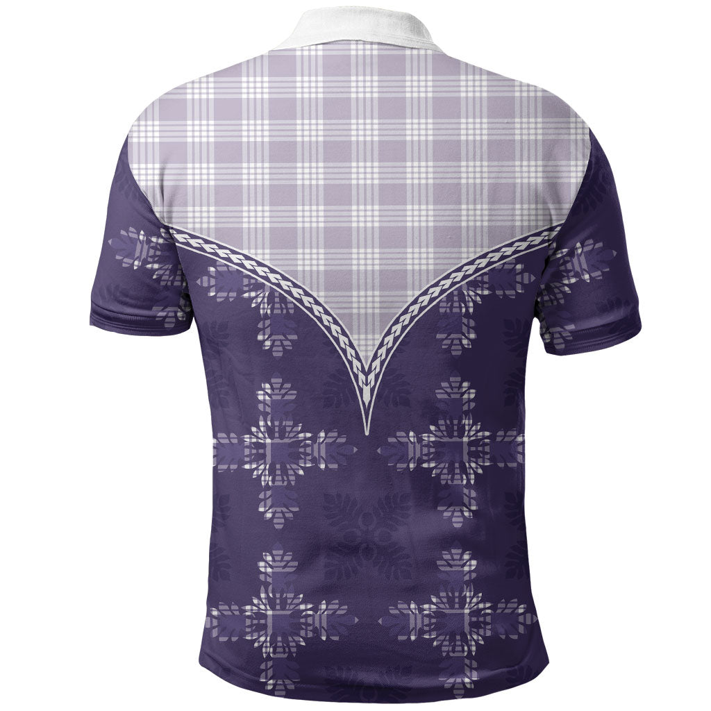 Purple Hawaii Paniolo Quilt Motif Polo Shirt