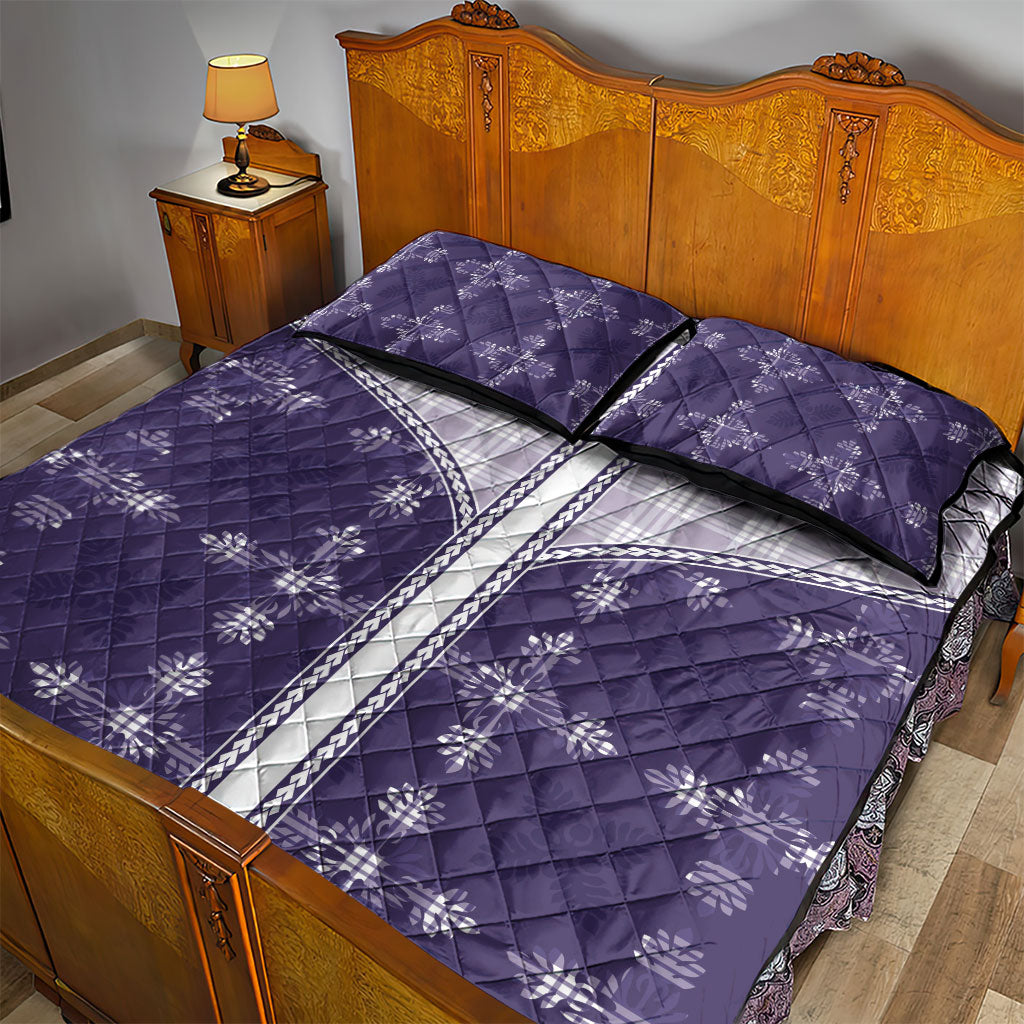 Purple Hawaii Paniolo Quilt Motif Quilt Bed Set
