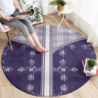 Purple Hawaii Paniolo Quilt Motif Round Carpet