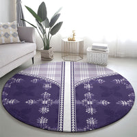Purple Hawaii Paniolo Quilt Motif Round Carpet