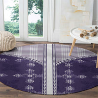 Purple Hawaii Paniolo Quilt Motif Round Carpet