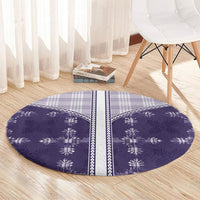 Purple Hawaii Paniolo Quilt Motif Round Carpet