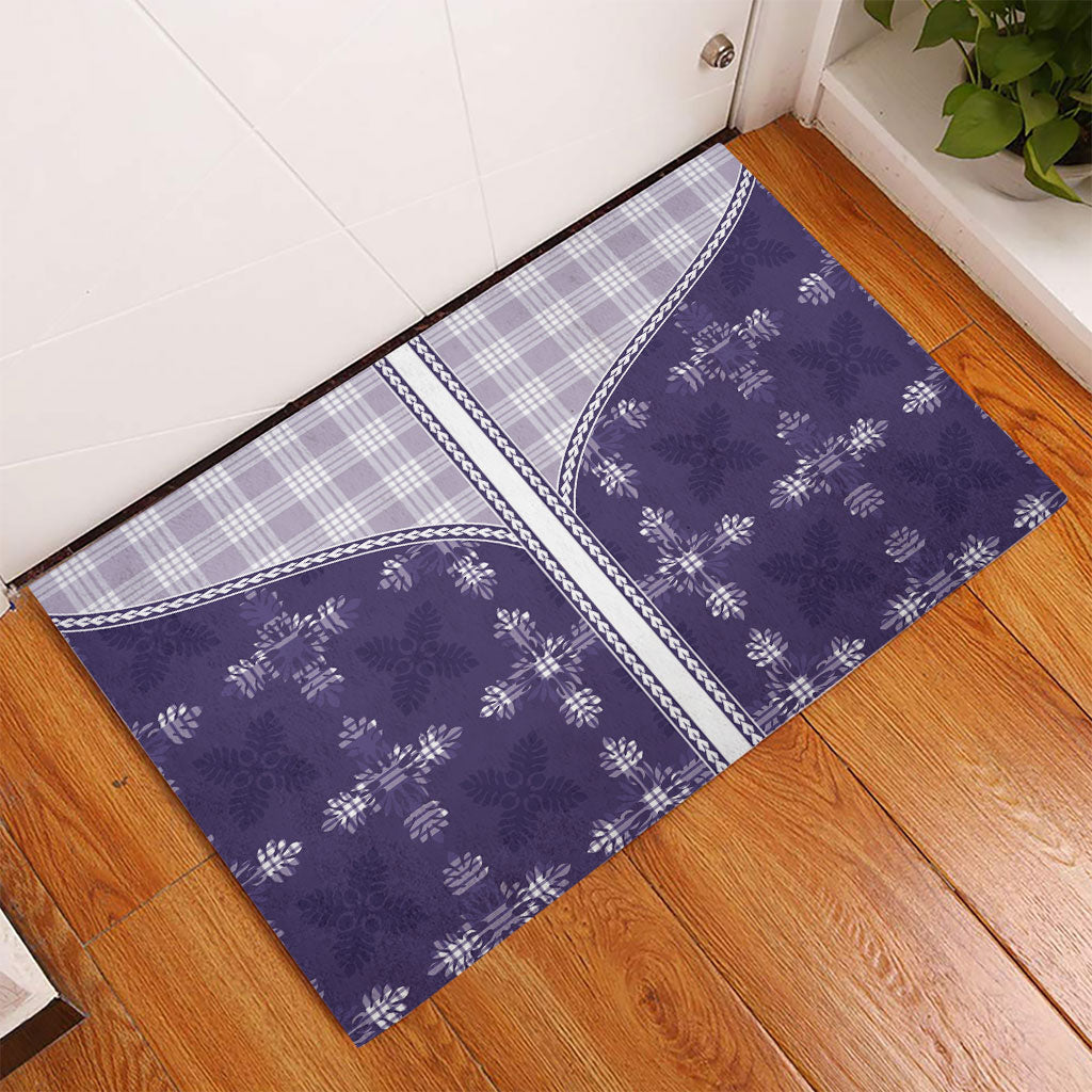 Purple Hawaii Paniolo Quilt Motif Rubber Doormat