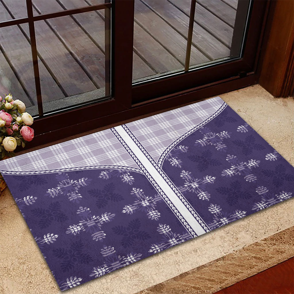 Purple Hawaii Paniolo Quilt Motif Rubber Doormat