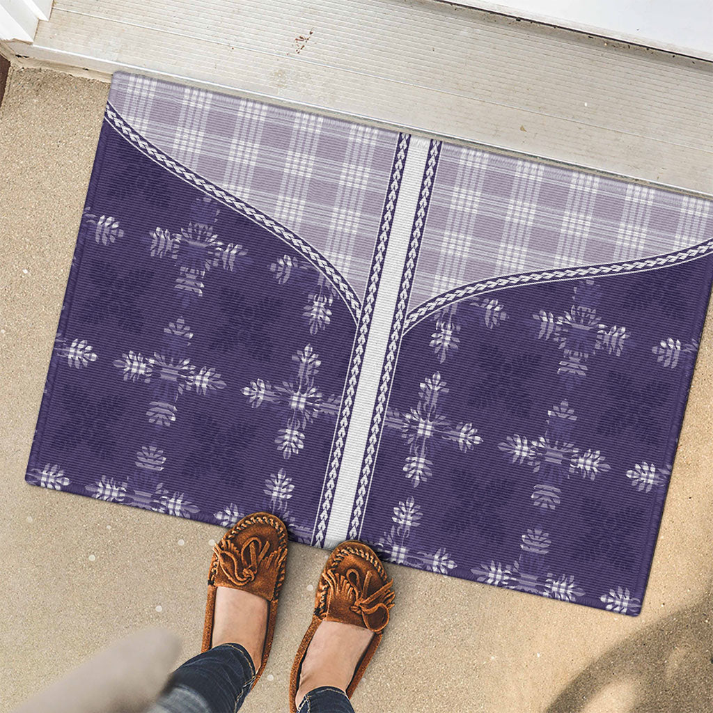 Purple Hawaii Paniolo Quilt Motif Rubber Doormat