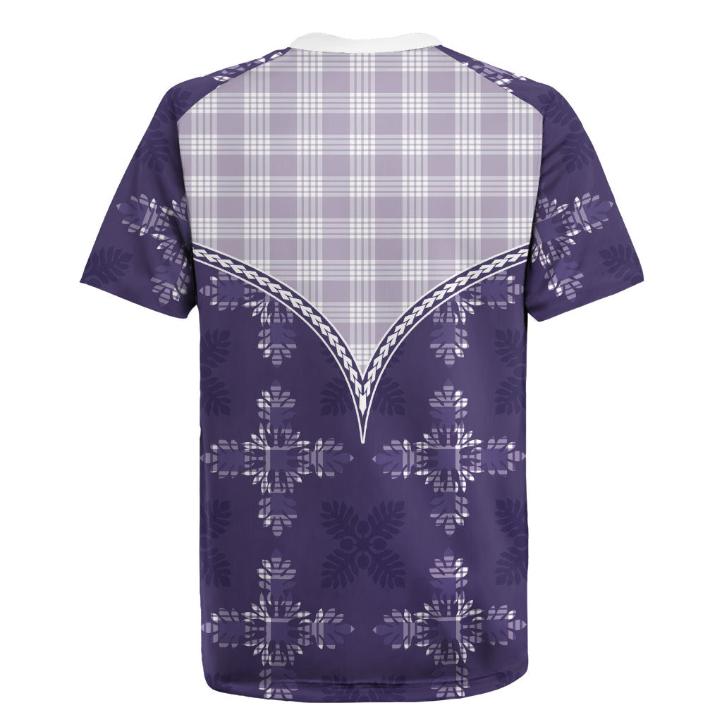 Purple Hawaii Paniolo Quilt Motif Rugby Jersey