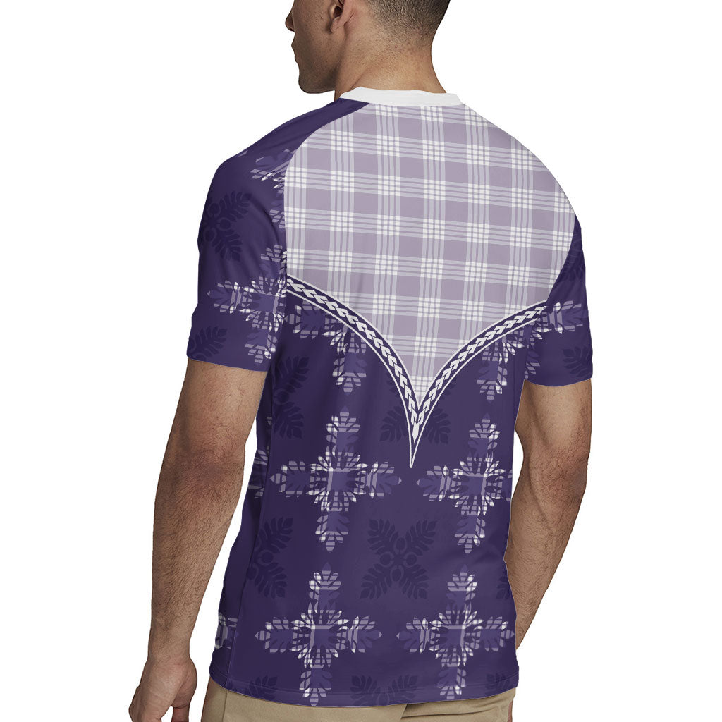 Purple Hawaii Paniolo Quilt Motif Rugby Jersey