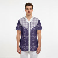 Purple Hawaii Paniolo Quilt Motif Scrub Top