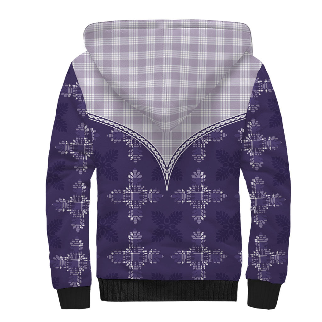 Purple Hawaii Paniolo Quilt Motif Sherpa Hoodie