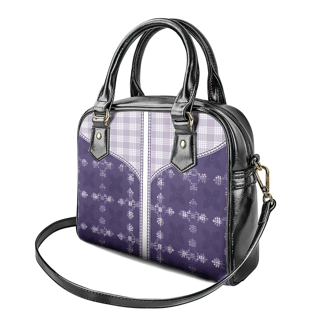 Purple Hawaii Paniolo Quilt Motif Shoulder Handbag