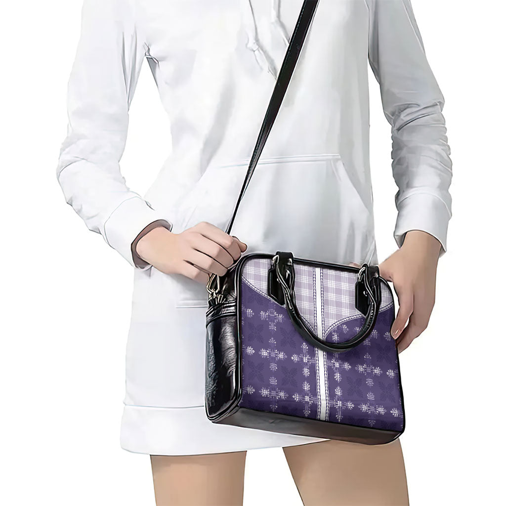 Purple Hawaii Paniolo Quilt Motif Shoulder Handbag