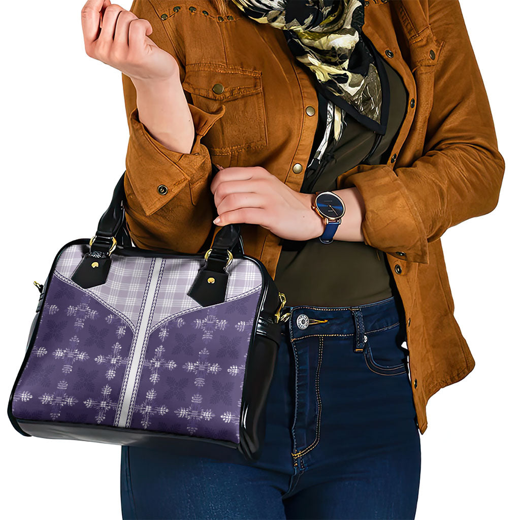 Purple Hawaii Paniolo Quilt Motif Shoulder Handbag