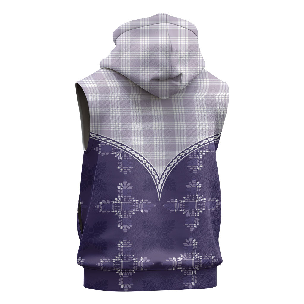 Purple Hawaii Paniolo Quilt Motif Sleeveless Hoodie