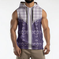 Purple Hawaii Paniolo Quilt Motif Sleeveless Hoodie
