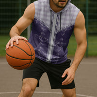 Purple Hawaii Paniolo Quilt Motif Sleeveless Hoodie