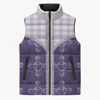 Purple Hawaii Paniolo Quilt Motif Sleeveless Puffer Jacket