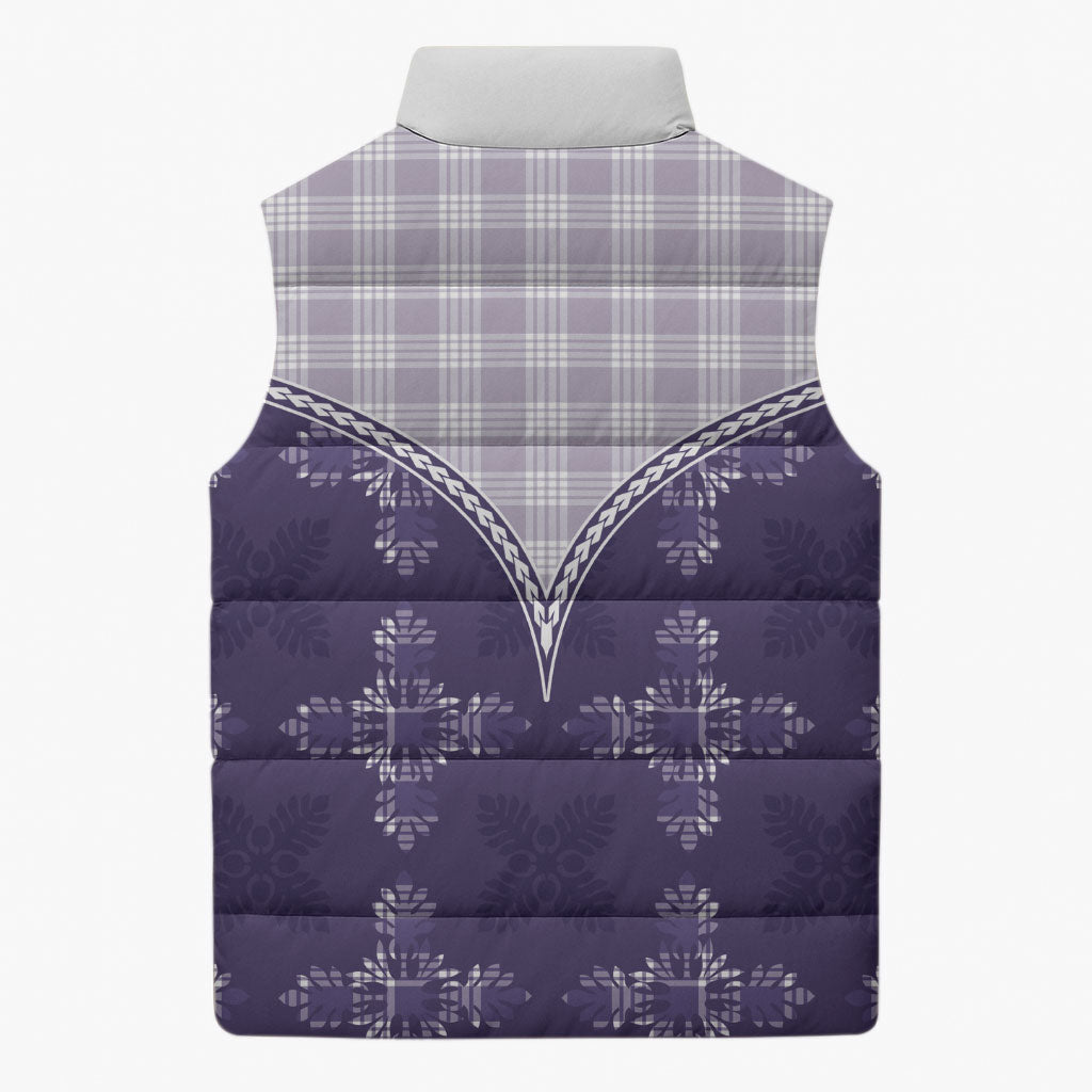Purple Hawaii Paniolo Quilt Motif Sleeveless Puffer Jacket