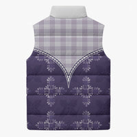 Purple Hawaii Paniolo Quilt Motif Sleeveless Puffer Jacket