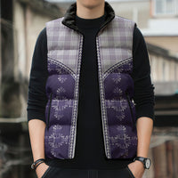 Purple Hawaii Paniolo Quilt Motif Sleeveless Puffer Jacket