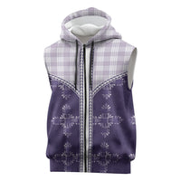 Purple Hawaii Paniolo Quilt Motif Sleeveless Zip Hoodie