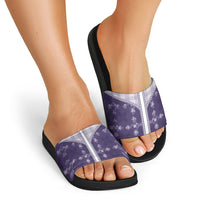 Purple Hawaii Paniolo Quilt Motif Slide Sandals