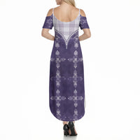 Purple Hawaii Paniolo Quilt Motif Summer Maxi Dress