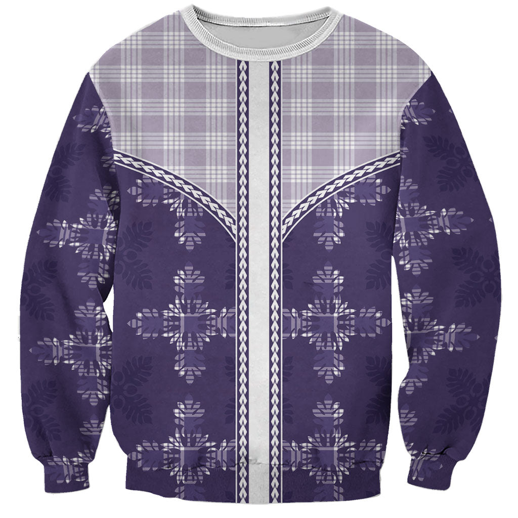 Purple Hawaii Paniolo Quilt Motif Sweatshirt