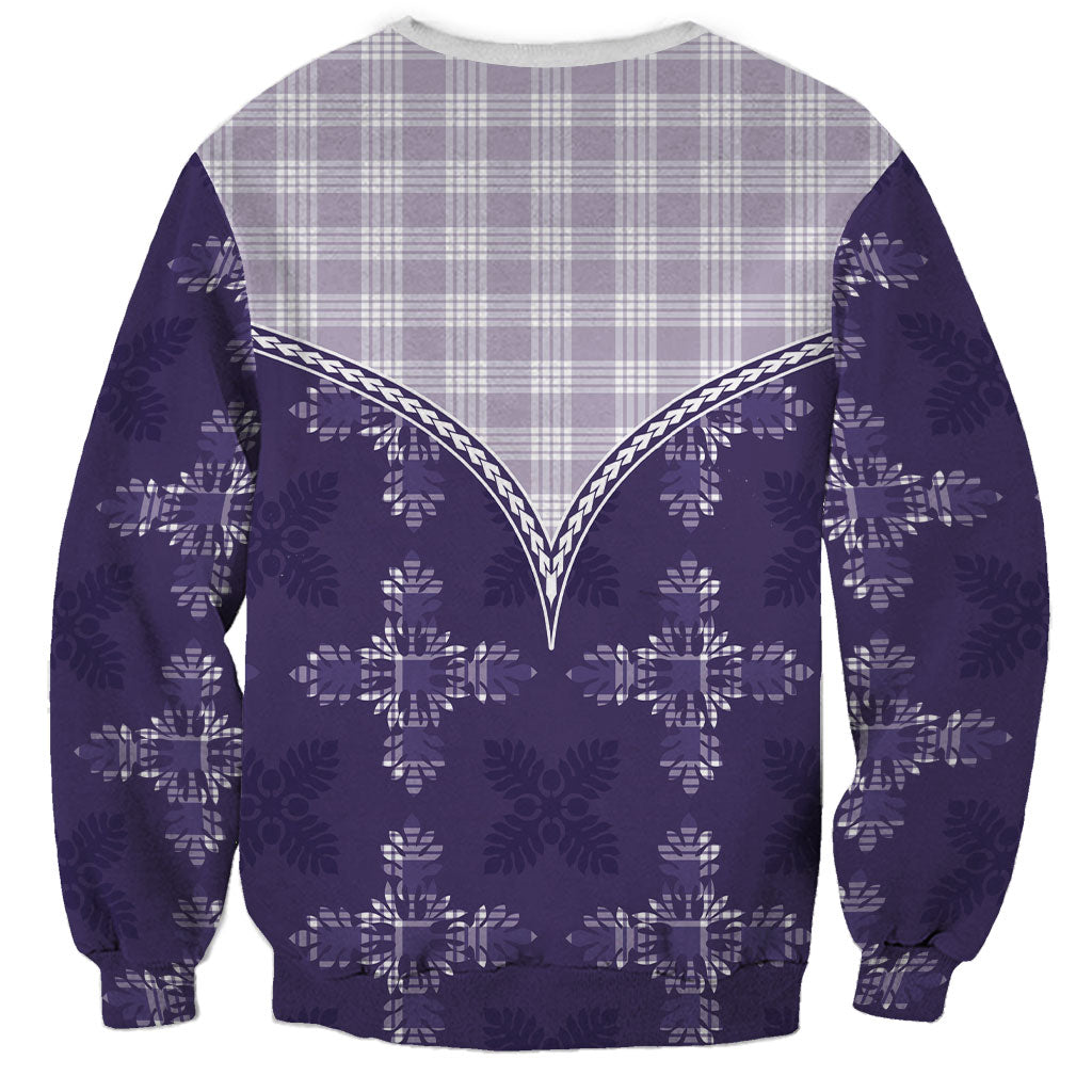 Purple Hawaii Paniolo Quilt Motif Sweatshirt