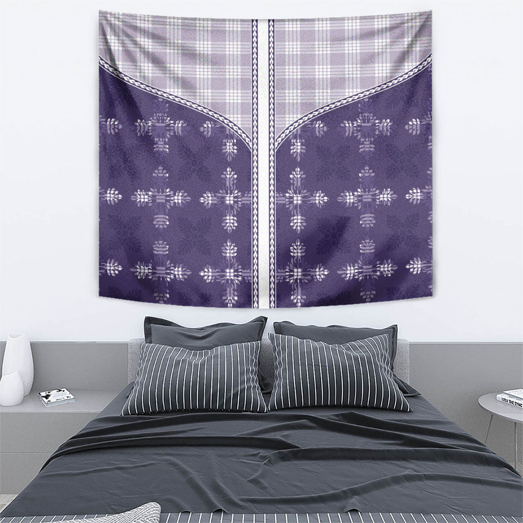 Purple Hawaii Paniolo Quilt Motif Tapestry