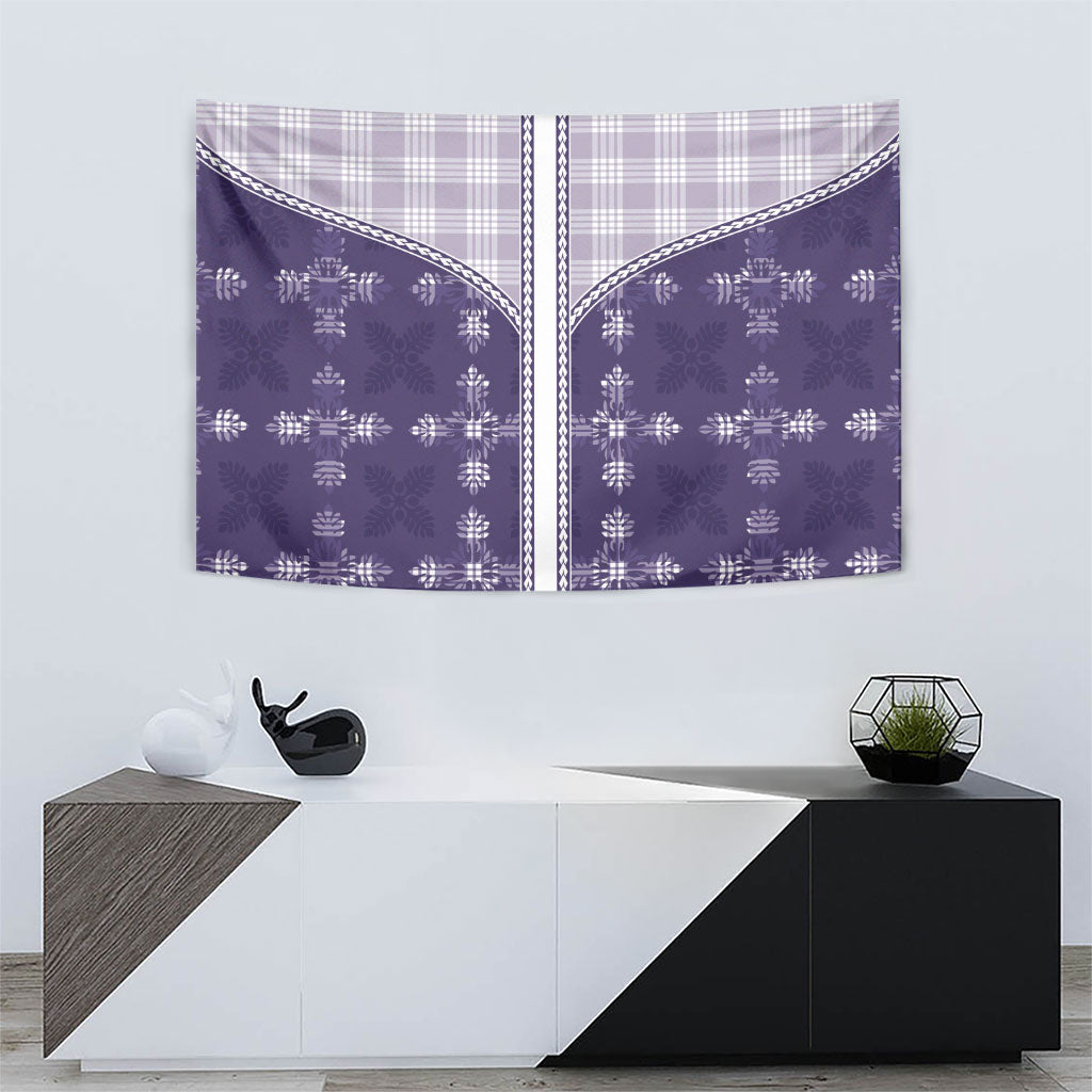 Purple Hawaii Paniolo Quilt Motif Tapestry