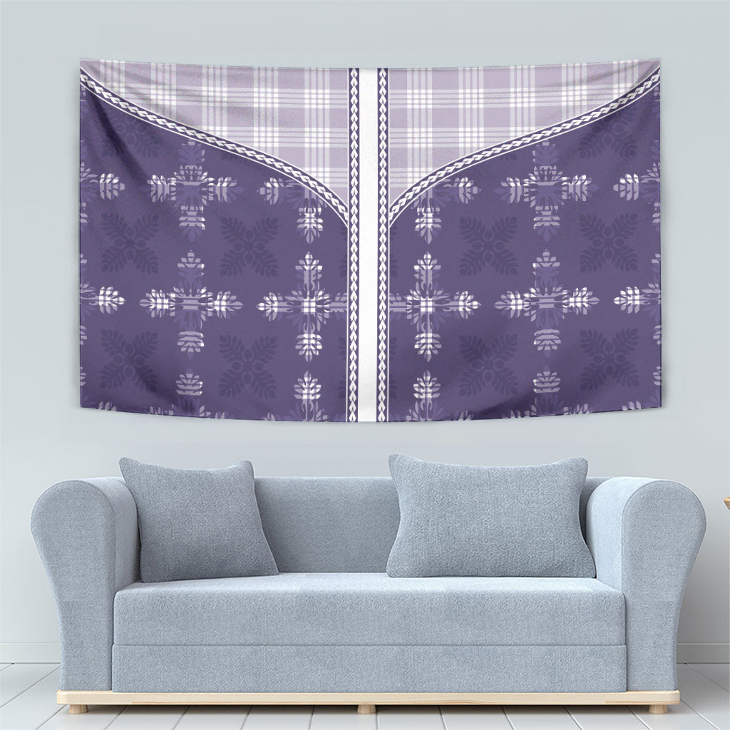 Purple Hawaii Paniolo Quilt Motif Tapestry