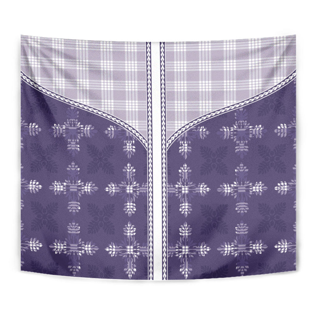 Purple Hawaii Paniolo Quilt Motif Tapestry