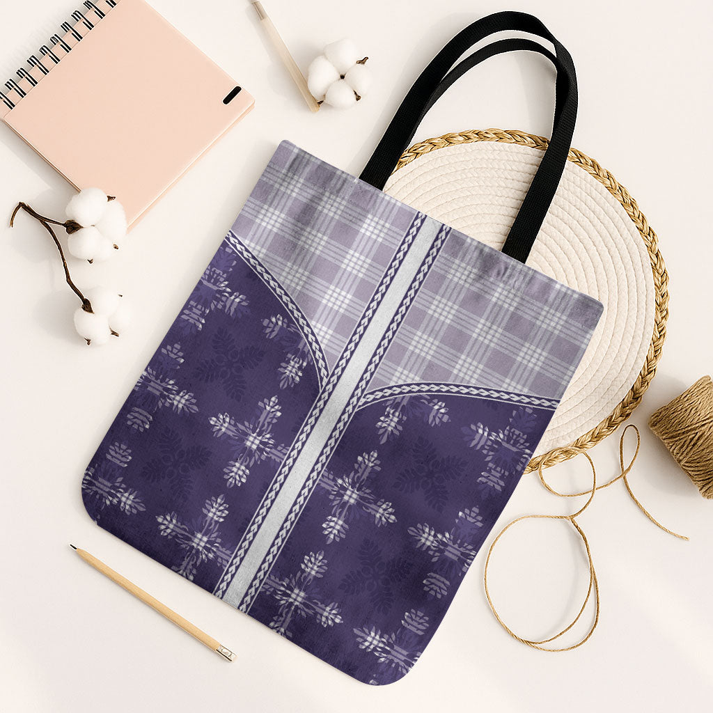 Purple Hawaii Paniolo Quilt Motif Tote Bag