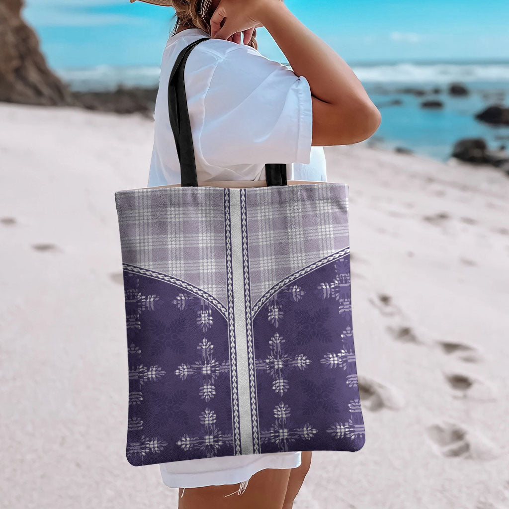 Purple Hawaii Paniolo Quilt Motif Tote Bag