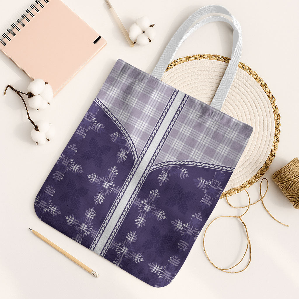 Purple Hawaii Paniolo Quilt Motif Tote Bag