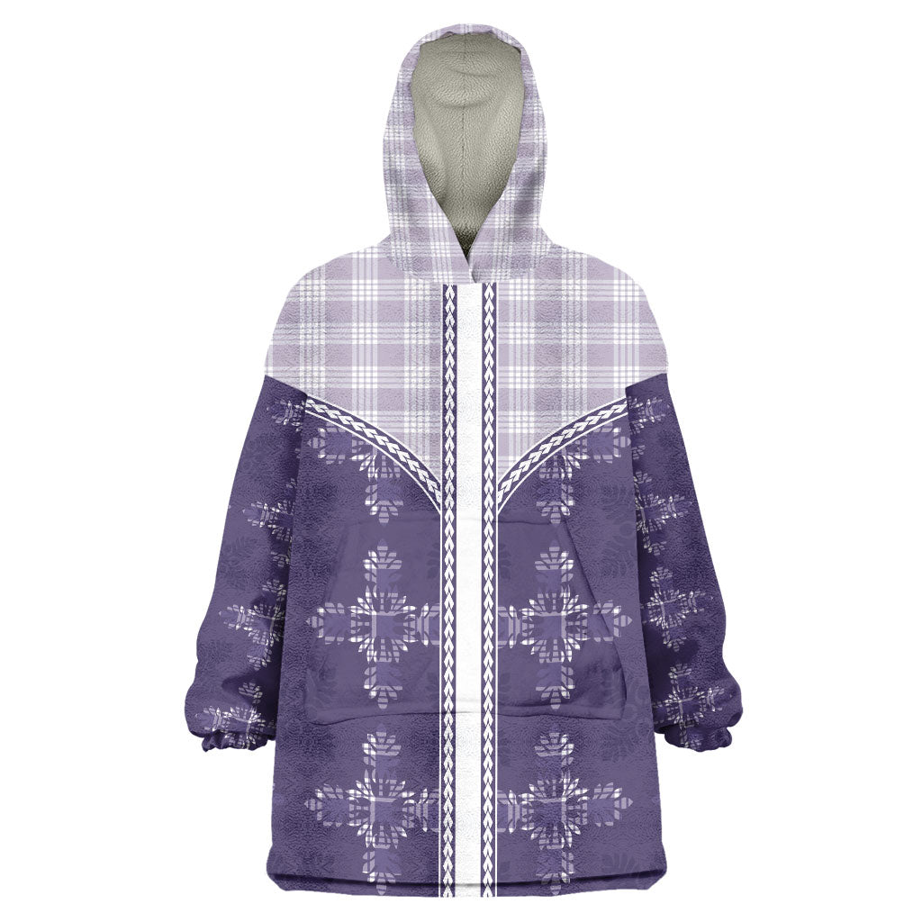 Purple Hawaii Paniolo Quilt Motif Wearable Blanket Hoodie