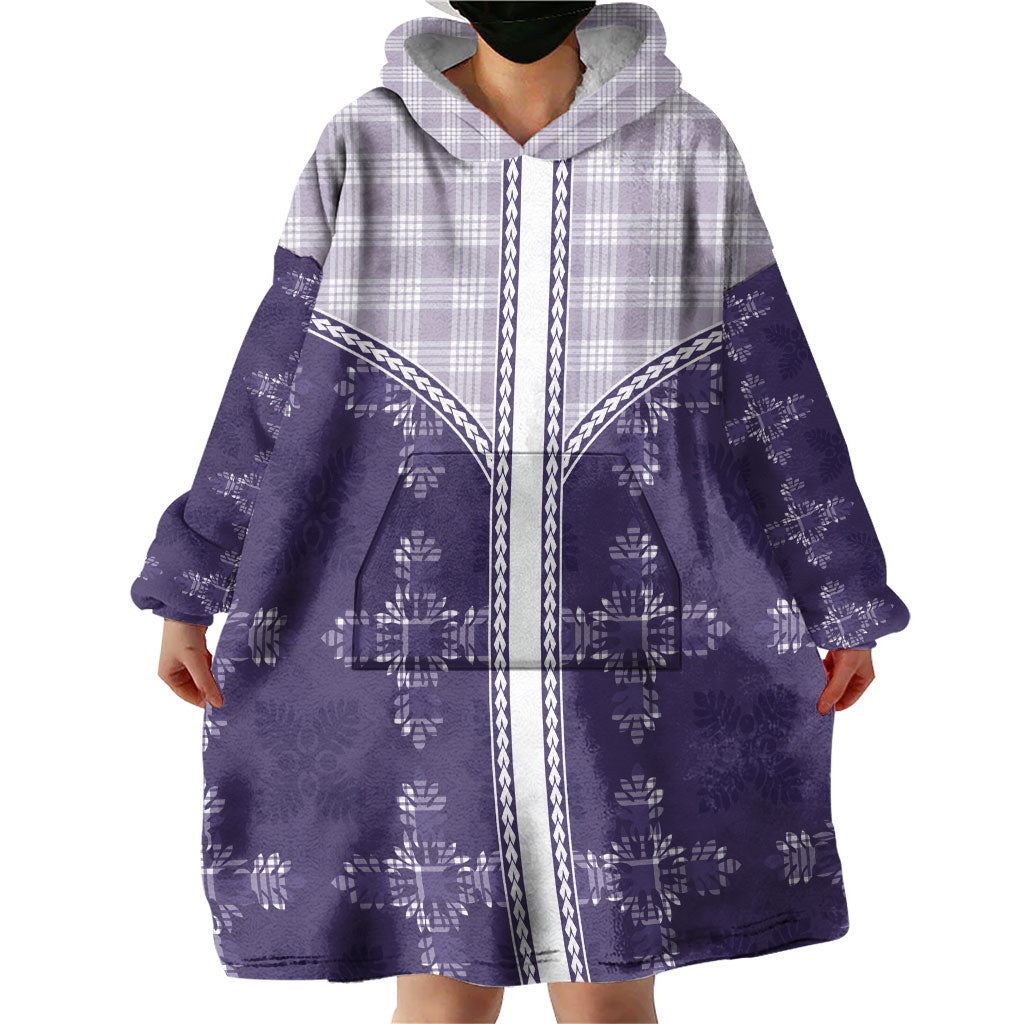 Purple Hawaii Paniolo Quilt Motif Wearable Blanket Hoodie