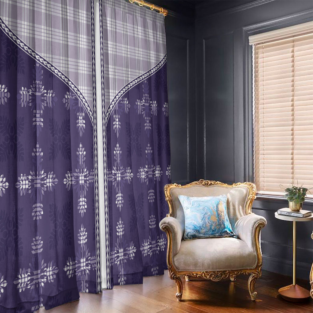 Purple Hawaii Paniolo Quilt Motif Window Curtain