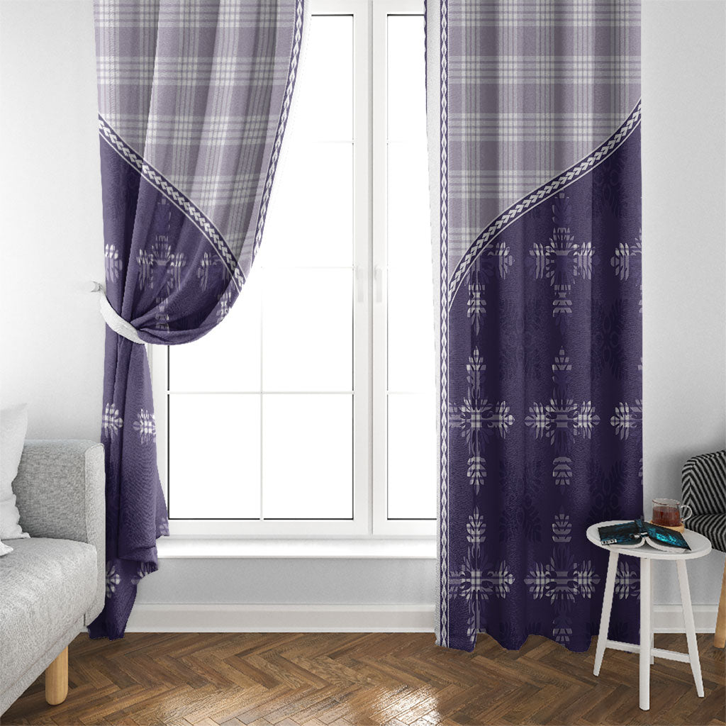Purple Hawaii Paniolo Quilt Motif Window Curtain