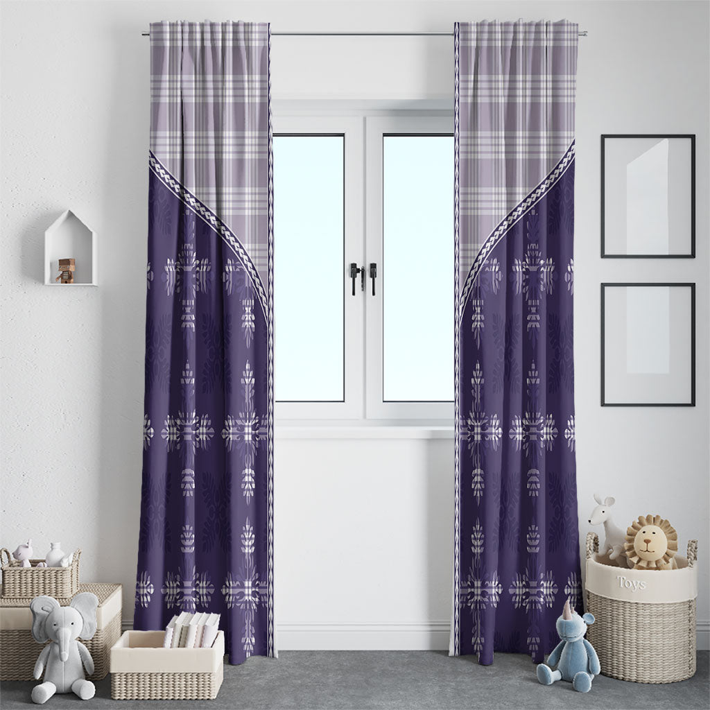 Purple Hawaii Paniolo Quilt Motif Window Curtain