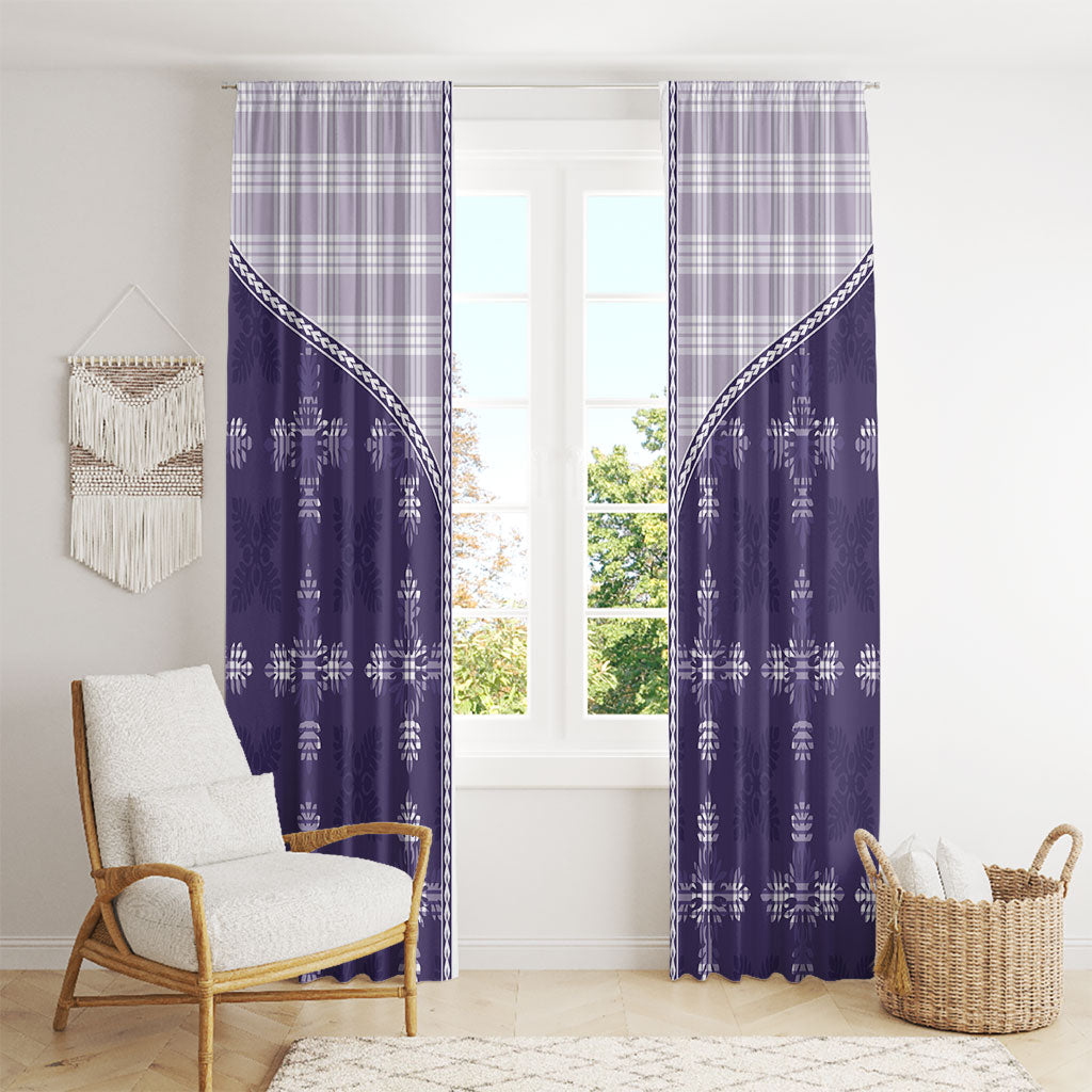 Purple Hawaii Paniolo Quilt Motif Window Curtain