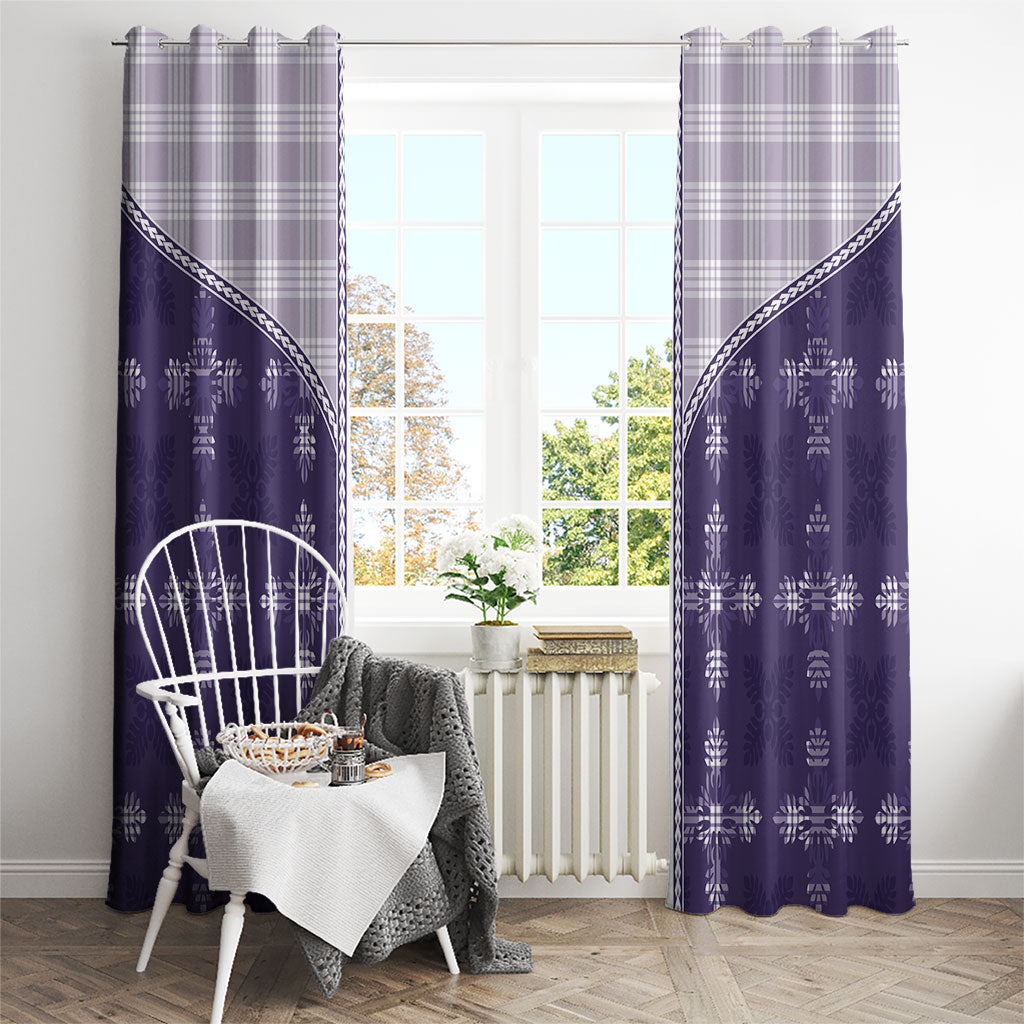 Purple Hawaii Paniolo Quilt Motif Window Curtain