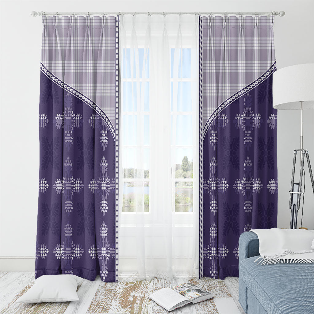 Purple Hawaii Paniolo Quilt Motif Window Curtain