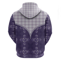 Purple Hawaii Paniolo Quilt Motif Zip Hoodie