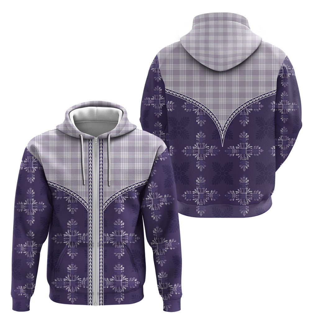 Purple Hawaii Paniolo Quilt Motif Zip Hoodie